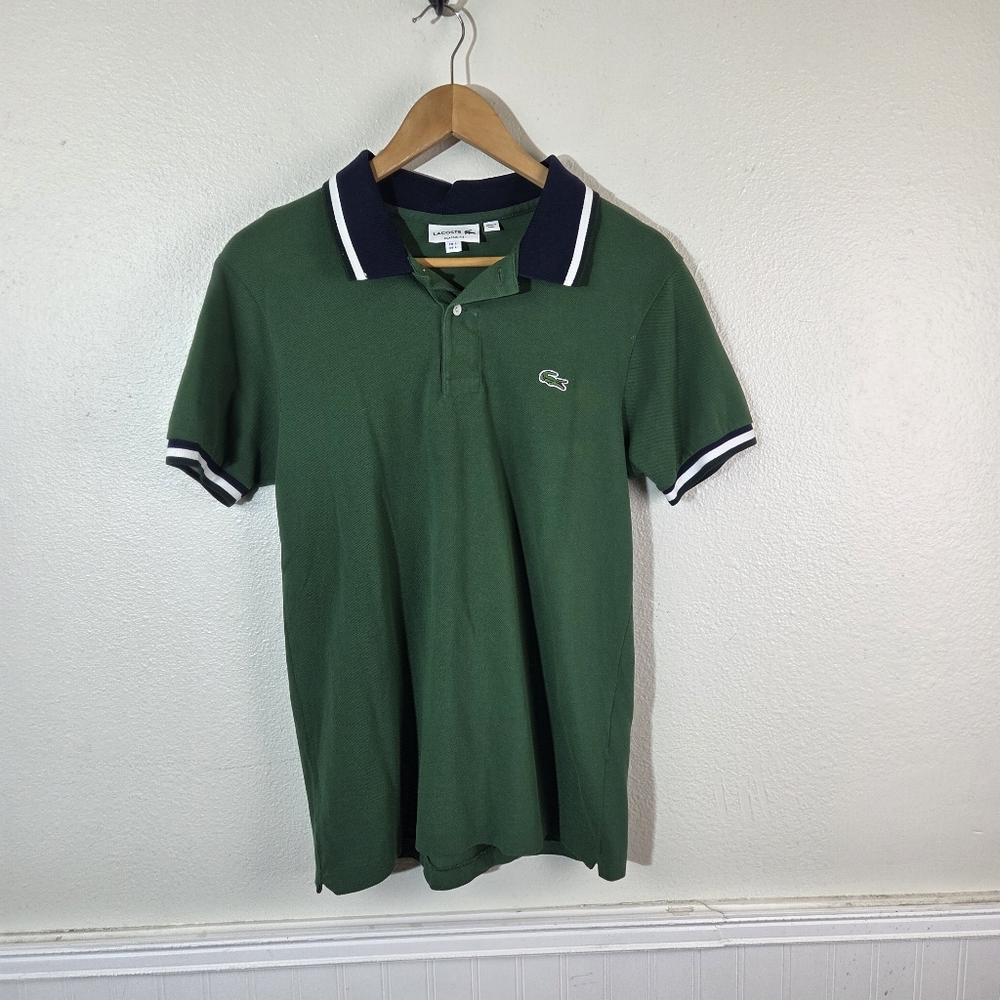 Lacoste Polo Shirt Mens Large Green Classic Fit Short Sleeve Cotton Logo Preppy